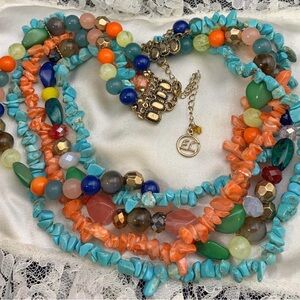 Erica Lyons Multicolor Beaded Gemstone Crystal Necklace